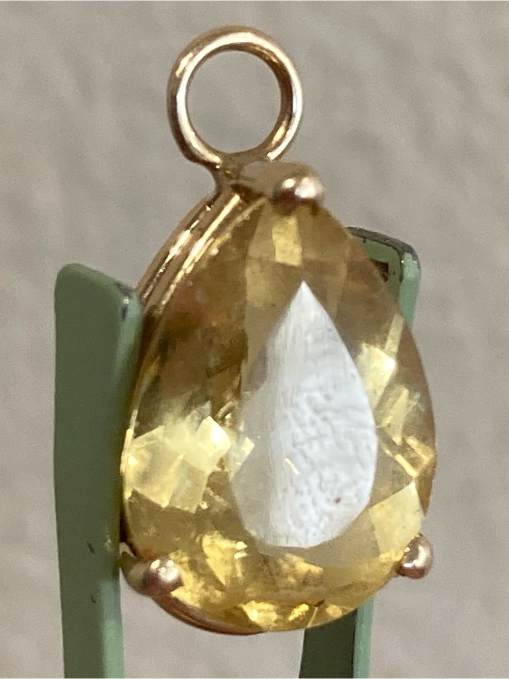 14K Gold Pendant with Yellow Pear-Cut Stone - Picture 13 of 17